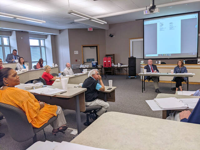 Richmond Community Colleges Board of Trustees listen to a report about enrollment and changes that are going to be made to better advise students and help them be more successful in the classroom.