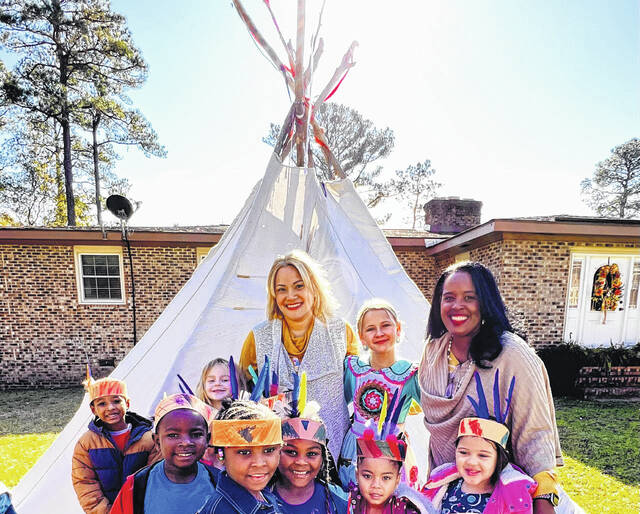 Pre-K students had a unique opportunity to learn about Native-American culture from local fifth grader, Vedah Rose Dial.
                                 Photos courtesy of Davina DeBerry