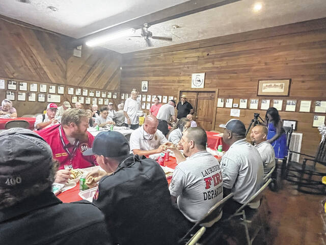 129769315_web1_McKay
first responders, friends and family and community leaders gathered at the Gibson Train Depot to celebrate the career and retirement of Thomas McKay, who has given 45 years of service to the Gibson Volunteer Fire Department.