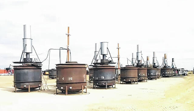 130170099_web1_ITDmtg10_1
Shown is an example of a row of pyrolysis kilns that will be used to produce biochar in a similar setup to what will be used by International Tie Disposal, LLC.