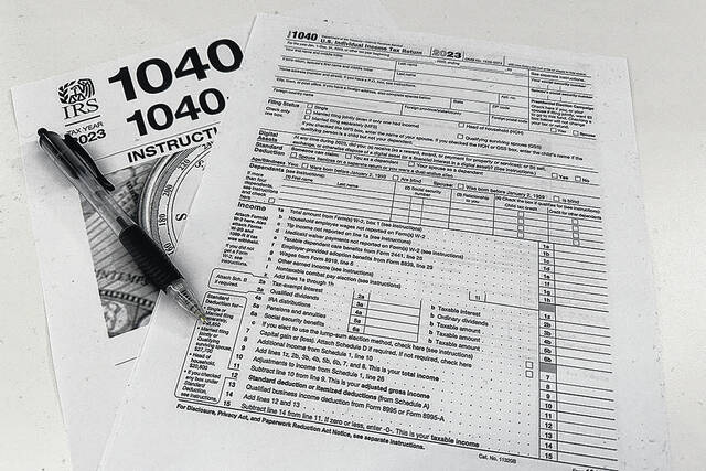 130336411_web1_130336411-3ec746710ec449c68d76f154973400fd
An Internal Revenue Service 2023 1040 tax form and instructions are shown on Friday, Jan. 26, 2024. For many people filing U.S. tax returns especially those doing it for their first time it can seem like a daunting task.
Peter Morgan | AP