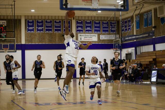 130343841_web1_m_bkb
St. Andrews Jaylin McDuffie (32) takes a layup during a Jan. 20 game against Tennessee Wesleyan on Harris Court in Laurinburg.
St. Andrews Athletics file photo