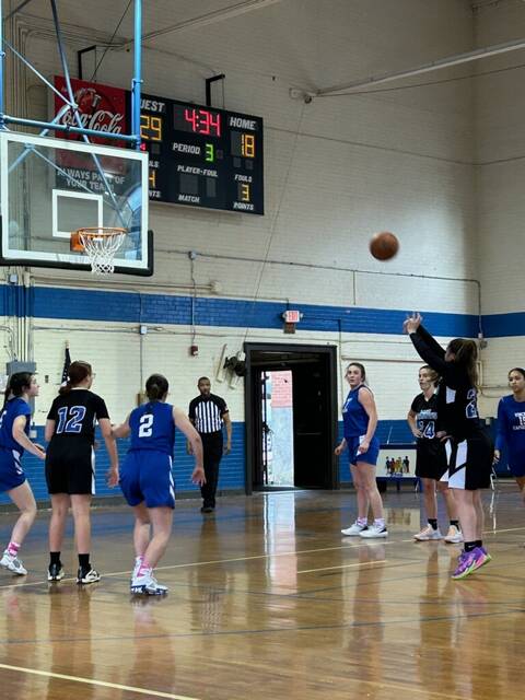 130387576_web1_imagejpeg_0-1-
Scotland Christians Layla Nicolosi, right, attempts a free throw, which she made to score her 1,000th point during Fridays game against Father Capodanno in Laurinburg.
Contributed photo