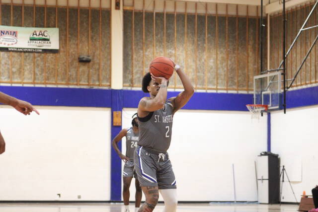 <p>St. Andrews’ Karldon Kelley-Williams (2) attempts a free throw during Saturday’s game against Union on Harris Court in Laurinburg.</p>
<p>Brandon Hodge | The Laurinburg Exchange</p>