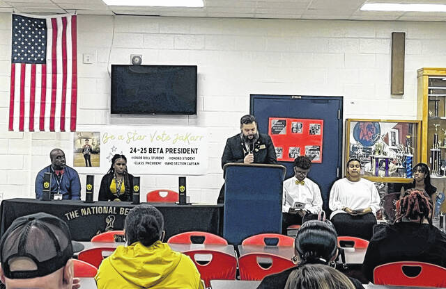 130527312_web1_Messenger_creation_39f68c66-e124-4368-a444-a27b53ae084f
Scotland Beta Club Advisor Joe Graves recently shared words of encouragement to students at the Cheraw High School Beta induction ceremony.
Courtesy photo