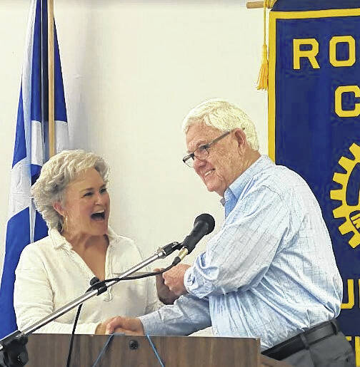 130527607_web1_Rotary
This Tuesday Rotary Chair Danny Cadell presented Scotland Family Counselings Executive Director Kinsy Miller with a donation in support of Scotland Family Counseling programs. The club also received an update on the upcoming Suds & Swine BBQ Festival.