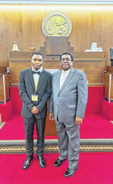 130602820_web1_TommyRepPierce
Scotland High School senior Tommy Jacobs is shown with Rep. Garland Pierce. Jacobs served as Pierces Page from May 6-9.
Courtesy photo