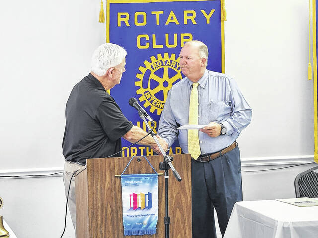 130705803_web1_thumbnail_20240618_130645
Ray Cockrell, Chief Missions Officer from Boys and Girls Homes of N.C. at Lake Waccamaw, was the guest speaker at the Laurinburg Rotary Club on Tuesday. Boys and Girls Homes of N.C. is dedicated to providing a continuum of care to meet the physical, emotional, mental, behavioral, social, educational and spiritual needs of children in distress or at risk. Danny Caddell, president of the Rotary Club, presented Cockrell with a $1,000 contribution to the Home.
Courtesy photo | Laurinburg Rotary Club