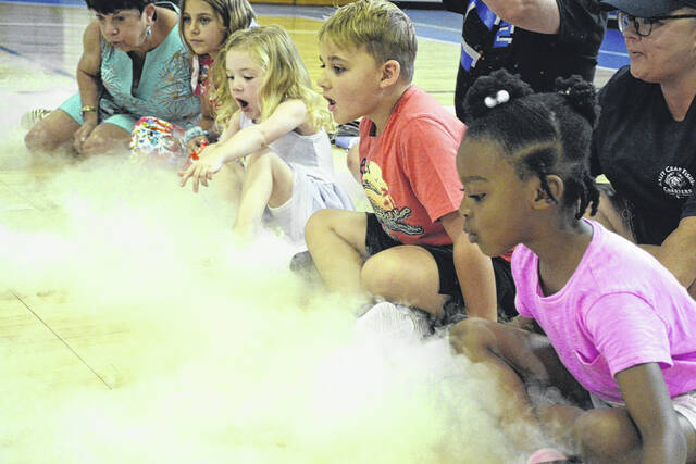 130771130_web1_thumbnail__DSC1424
From fireballs to learning about dry ice children and adults alike were wowed by the STEM presentation of Mad Science for the continuation of the Scotland County Memorial Librarys Summer Reading Program. The Wagram Recreation Centers gym was packed for the show and included plenty of hands-on opportunities. The Summer Reading Programs continues on July 24 with a drone presentation from Scotland County Schools at the Laurel Hill Community Center at 10:30 a.m.
Katelin Gandee | Scotland County Memorial Library