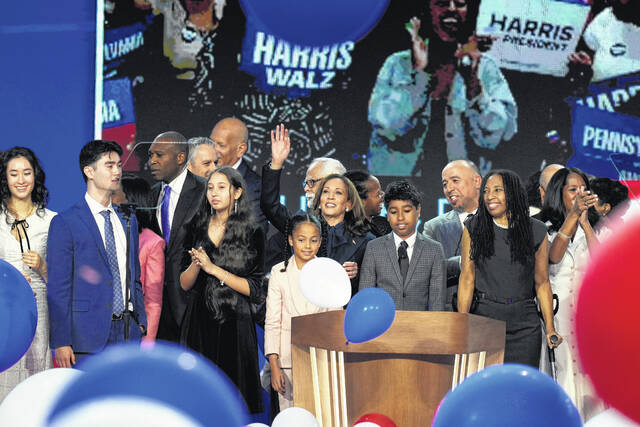 130855457_web1_130855457-5cdc12da1ab64ae0ad1ad9719321e9ab
Democratic presidential nominee Vice President Kamala Harris, center, hugs her grand-niece Amara Ajagu surrounded by family during the Democratic National Convention Thursday, Aug. 22, 2024, in Chicago.
J. Scott Applewhite | AP