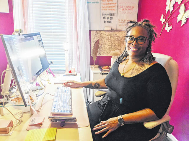 130927386_web1_Shanieka-Davis-3
Shanieka Davis sits in her home office for S-Class Logistics, a freight dispatching company she started building several years ago.
Courtesy photo