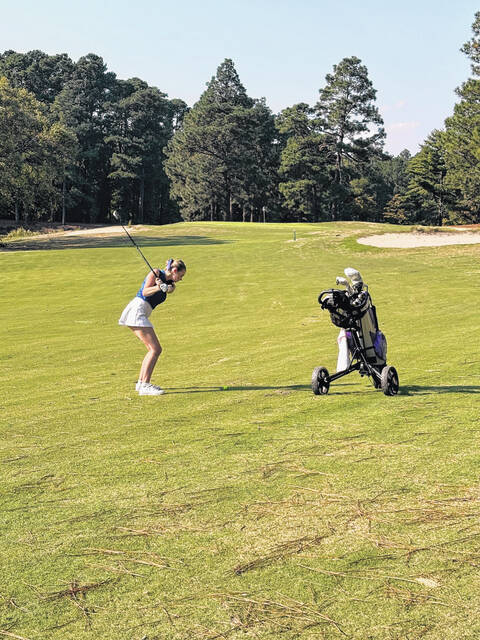 130968629_web1_Golf-PIC.
The Lady Scots competed at the Pines Course of Whispering Pines Golf Course on Monday afternoon. With only four girls, they did not have enough competitors to officially place as a team.
Courtesy Photo