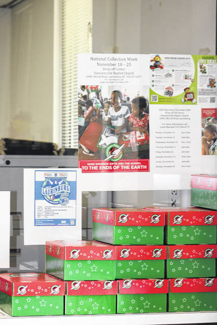 130979662_web1_IMG_3201
Participants of the Samaritans Purse Operation Christmas Child project can decide whether to pack for a girl or boy between the ages of 2-4, 5-9 or 10-14 and may use any standard shoebox from home or the printed ones, now available at the Laurinburg Exchange, at 219 S. Main St., Suite H, in the Oaks building.
Tomeka Sinclair | The Laurinburg Exchange