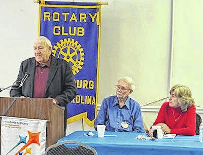 131121263_web1_3782822706478669473
Leon Butler, director of the John Blue Cotton Blossom Railroad, speaks before the Laurinburg Rotary Club.