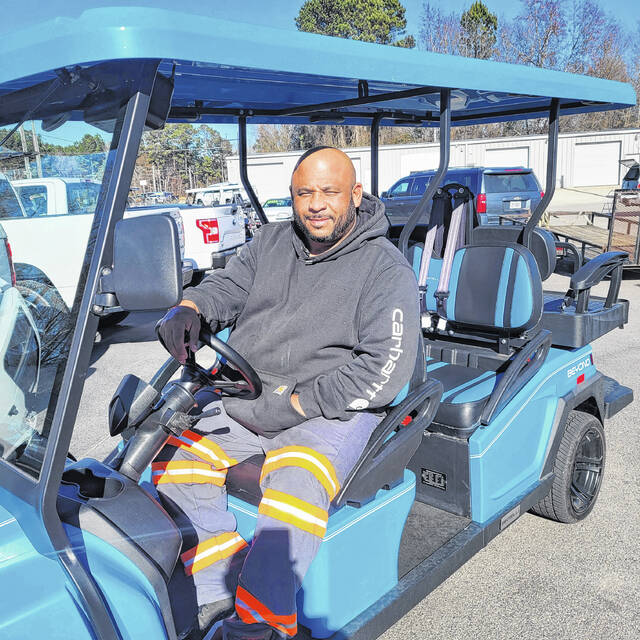 131186061_web1_Golf-Cart-2
Michael Jackson won a 2024 six-seat Bintelli golf cart after purchasing the winning ticket in the first responders benefit raffle. The Public Safety Association thanked Jackson and those who bought tickets for their support in helping first responders purchase equipment for the benefit and safety of Scotland County.
Courtesy photo | Via Laurinburg Police Department