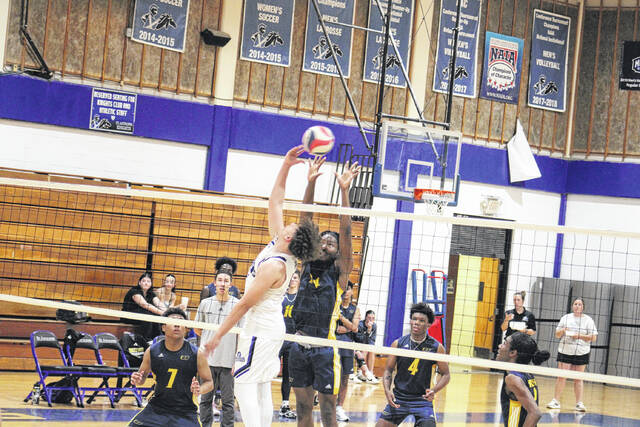 131267934_web1_IMG_3252
Kaleb Middleton (12) hits the ball past a Carolina defender during the Knights season opening matchup with the Bruins on Tuesday night at Harris Court. Middleton led the team in assists with 22.
Andrew Smolar | The Laurinburg Exchange