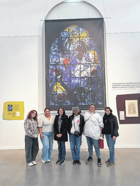 131419791_web1_Art-Students_Chagall-StainedGlass
From the towering masterpieces at the Metropolitan Museum of Art to the vivid storytelling of renowned artist Marc Chagalls stained-glass windows at Union Church, a group of art students at The University of North Carolina at Pembroke explored some of the worlds most celebrated works of art in New York.
Courtesy photo | UNCP
