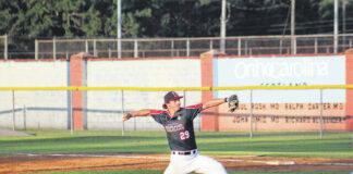 
			
				                                Hooligans Kyler Hanson throwing a pitch at Legion Park versus the Oak Island Loggerheads.
                                 Travis Petty Jr | The Laurinburg Exchange

			
		