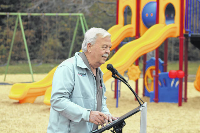 <p>Leaders from Scotland County and the Town of Wagram gather to celebrate the installation of new playground equipment funded through a state rural development grant.</p>
<p>Tomeka Sinclair | The Laurinburg Exchange</p>