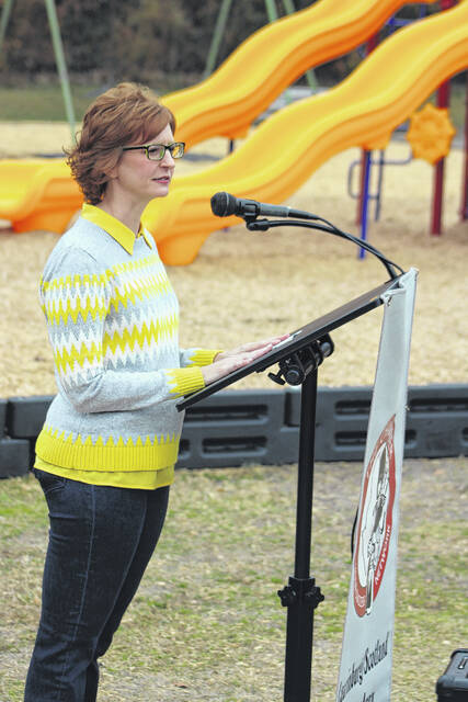 <p>Leaders from Scotland County and the Town of Wagram gather to celebrate the installation of new playground equipment funded through a state rural development grant.</p>
<p>Tomeka Sinclair | The Laurinburg Exchange</p>
