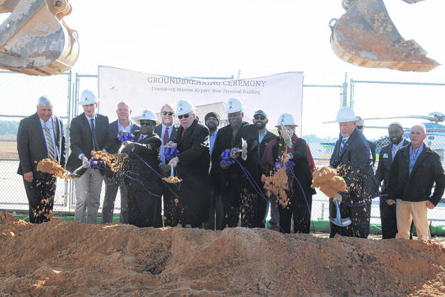 <p>Local and state leaders turn the first shovels of dirt to mark the start of Laurinburg-Maxton Airport’s new terminal project</p>
<p>Tomeka Sinclair | The Laurinburg Exchange</p>