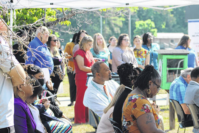 County officials and staff gather Friday for a ribbon cutting marking the launch of the consolidated Health and Human Services agency in Scotland County.
                                 Tomeka Sinclair | The Laurinburg Exchange
