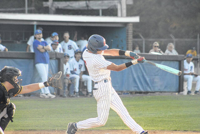 Scotland sophomore Ayden Odom (6) swings at the ball versus Montgomery Central on April 27, 2026.
                                 Travis Petty Jr | The Laurinburg Exchange