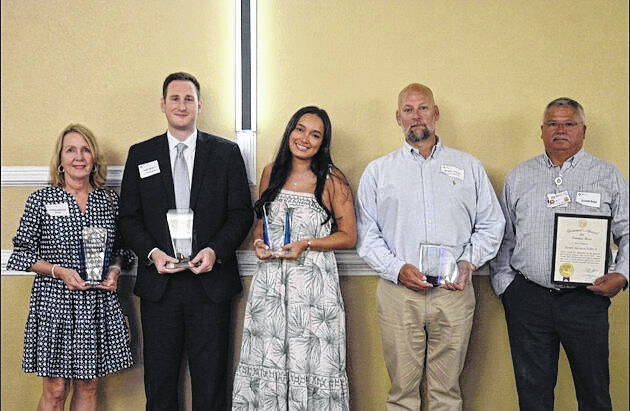Recipients of the Laurinburg-Scotland County Area Chamber of Commerce awards gather for a group photo following the 87th annual Chamber Awards Banquet. Honorees were recognized for business leadership, volunteer service and community involvement.
Katelin Gandee | The Laurinburg Exchange