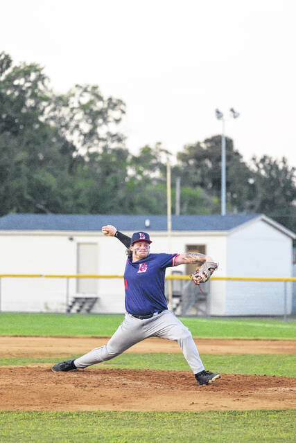 Highland Hooligans Hunter Santilli (41) delivers a pitch against the Sandhills Bogeys at Legion Park on May 28, 2026.
Courtesy Photos
